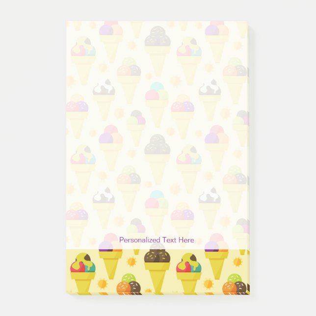 Färgfyllda konger av Tecknad Ice Cream Post-it Block (Framsida)