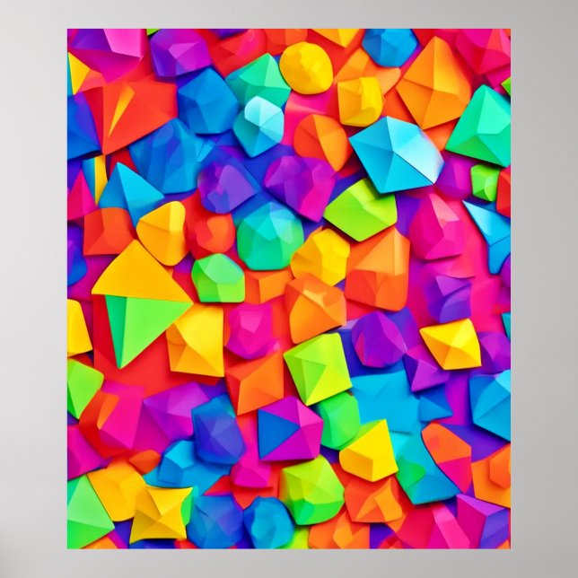 Färgfyllda kristallformer poster (Framsidan)