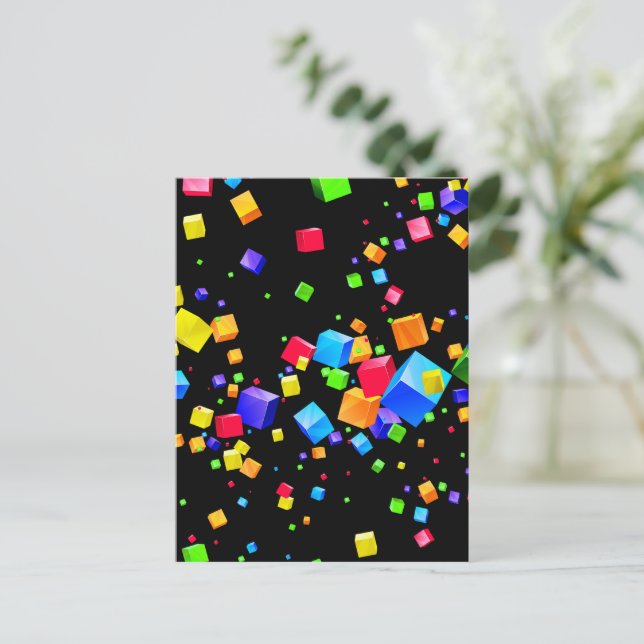 Färgfyllda kuber 2 vykort (Stående Fram)