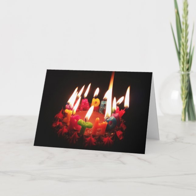Färgfyllda, LitC "Grattis på födelsedagen"-ljus, M Kort (Framsida)