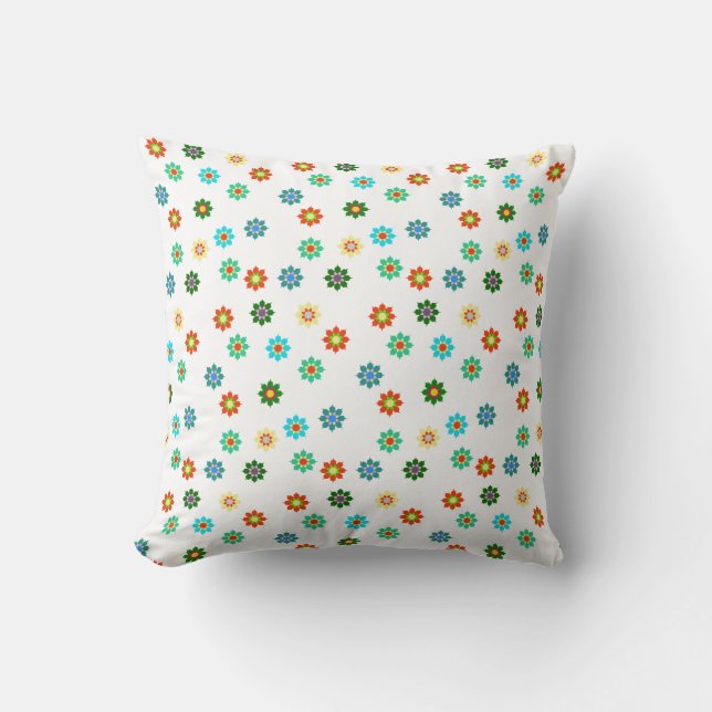 Färgfyllda ljusblommor Mönster Cushion Pillow Kudde (Framsida)