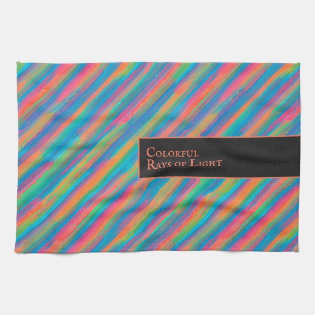 Färgfyllda ljuspassar som faller i mörker kökshandduk (Horisontell)