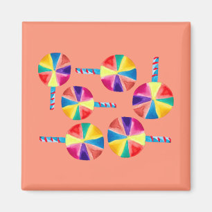 Färgfyllda lollips mönster magnet