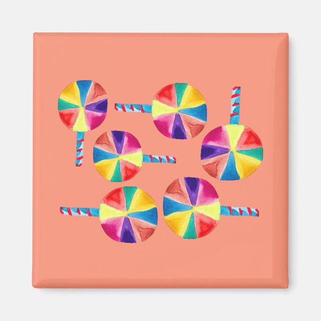 Färgfyllda lollips mönster magnet (Framsidan)