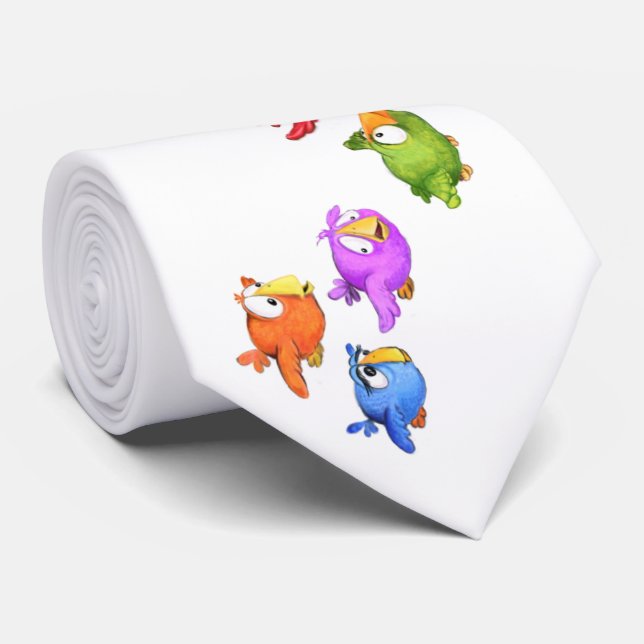 Färgfyllda Lycklig-fåglar Neck Tie Slips (Rullad)