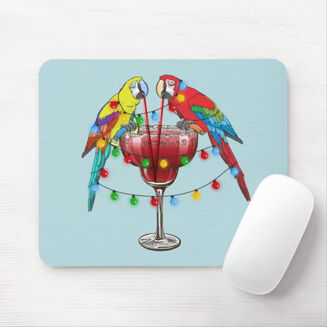 Färgfyllda Macaw-objekt som dricker Red Vin Musmatta (Med mus)