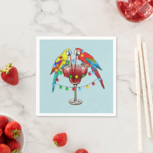 Färgfyllda Macaw-objekt som dricker Red Vin Pappersservett