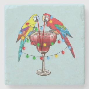 Färgfyllda Macaw-objekt som dricker Red Vin Stenunderlägg