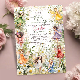 Färgfyllda magiska Pixie Fairy Blommigt Girls Birt Inbjudningar