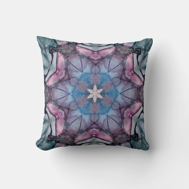 Färgfyllda mandala Kaleidoscope-blommor Kudde (Framsida)