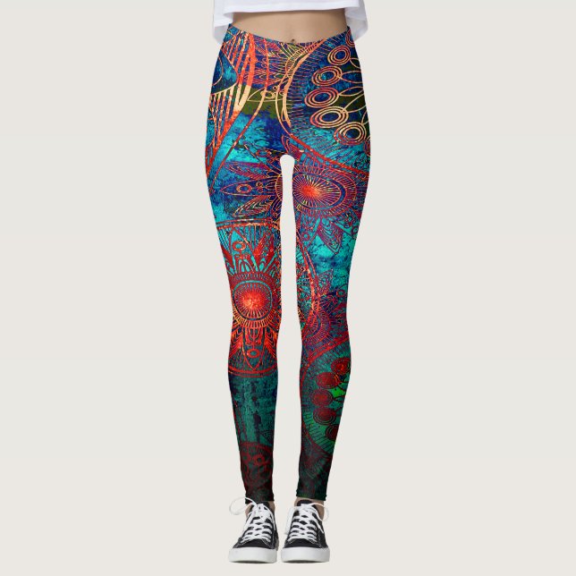 Färgfyllda mandalas leggings (Framsida)