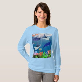 Färgfyllda mantas Stingray Undersea Service T-Shir T Shirt