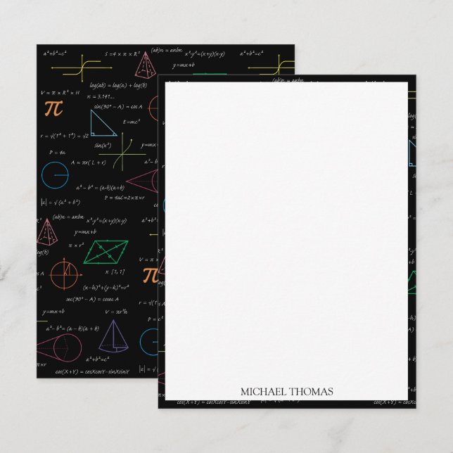 Färgfyllda matematikekvationer Matematiska formler Anteckningskort (Fram/baksida)