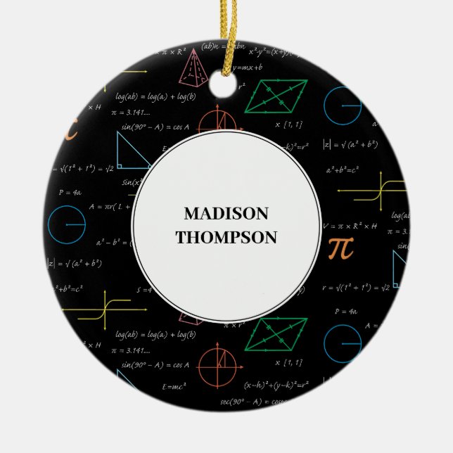Färgfyllda matematikekvationer Matematiska formler Julgransprydnad Keramik (Framsidan)