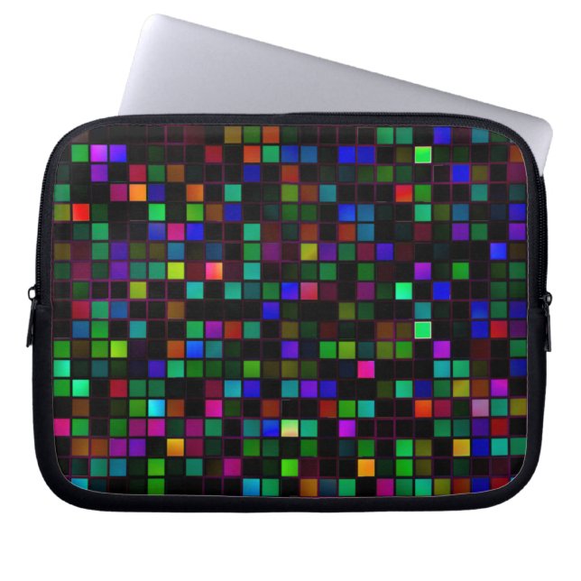 Färgfyllda "Meteor Shower"-rutor Mönster Laptop Sleeve (Framsidan)