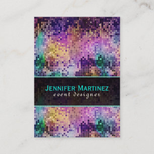 Färgfyllda miniatyrdiagram och Disco Glitter Mönst Visitkort