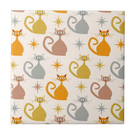 Färgfyllda mittpunkts atomkatter med stjärnsprängn kakelplatta