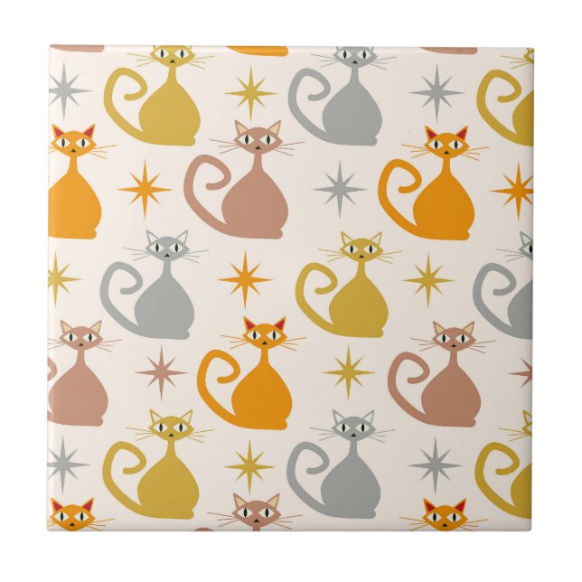 Färgfyllda mittpunkts atomkatter med stjärnsprängn kakelplatta (Framsidan)