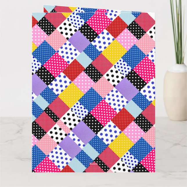 Färgfyllda moderna mosaikpunkter Mönster Kort (Baksida)