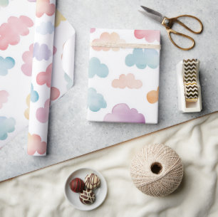 Färgfyllda moln baby-gåva Pappra Presentpapper