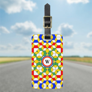 Färgfyllda monogramkuber Geometric Mönster Bagagebricka