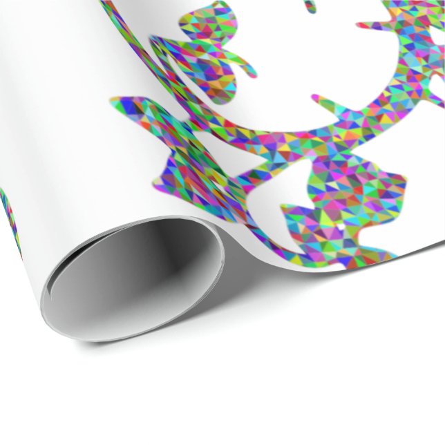 Färgfyllda mosaikblommor mönster inslagna pappert presentpapper (Rullad Hörn)