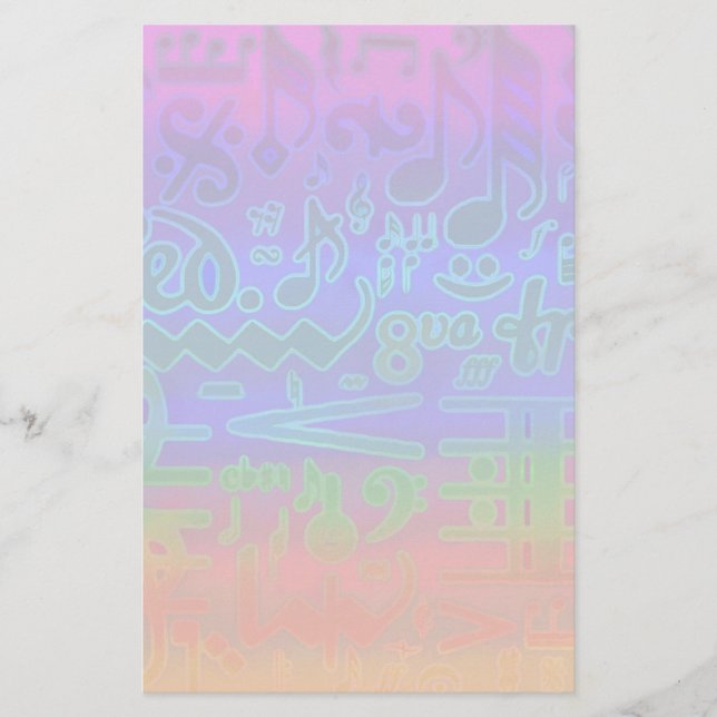 Färgfyllda musiksymboler - förmakeri brevpapper (Framsida)