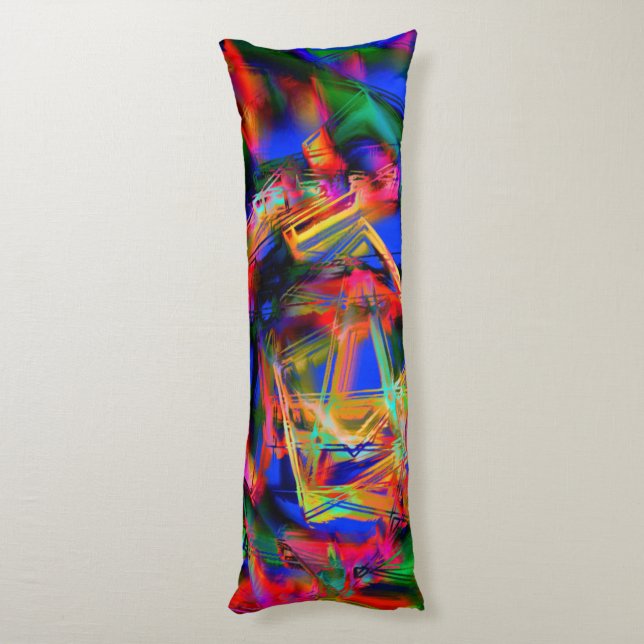 Färgfyllda nedfläckader med felaktiga penseldrag kroppskudde (Baksidan (Vertikal))