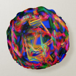 Färgfyllda nedfläckader med felaktiga penseldrag rund kudde