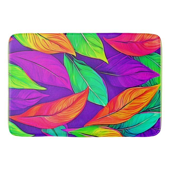 Färgfyllda Neon Etheral Löv Mönster Badrumsmatta (Framsidan)