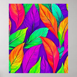 Färgfyllda Neon Etheral Löv Mönster Poster