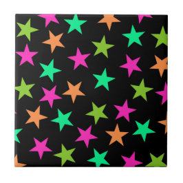 Färgfyllda neon Geometric Stars Mönster Kakelplatta