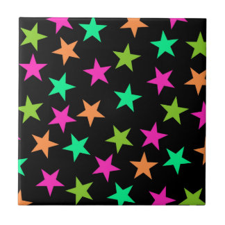 Färgfyllda neon Geometric Stars Mönster Kakelplatta