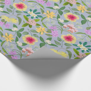 Färgfyllda, ogenomskinliga, tropiska blommor Mönst Presentpapper