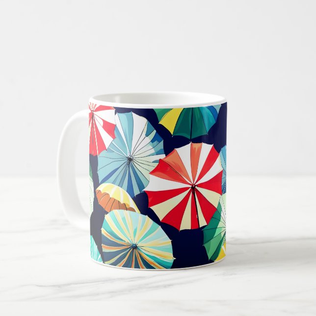 Färgfyllda paraplyer kaffemugg (Framsida vänster)