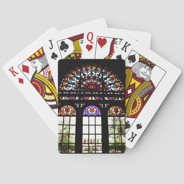 Färgfyllda parkeringskort av glas, klassiskt casinokort (Baksidan)