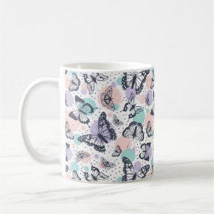 Färgfyllda Pastel Butterfly Sketches Kaffemugg
