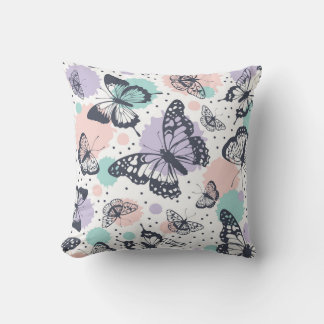 Färgfyllda Pastel Butterfly Sketches Kudde