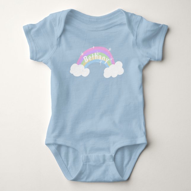 Färgfyllda Pastel Rainbow Personlig Girls T Shirt (Framsida)