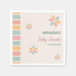 Färgfyllda Pastellblommor Babykläder Party Pappersservett