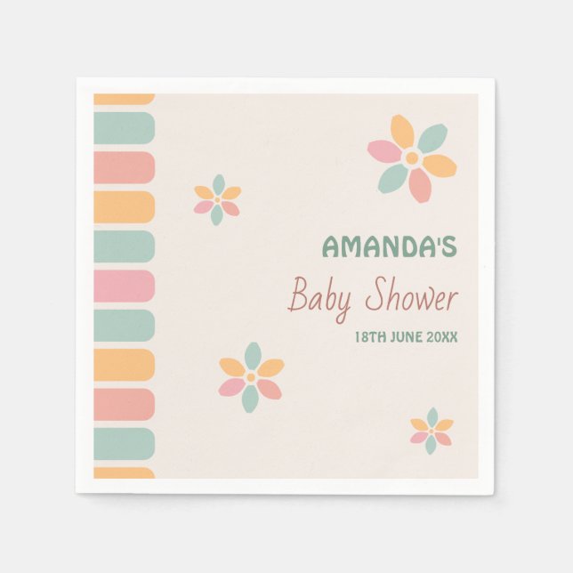 Färgfyllda Pastellblommor Babykläder Party Pappersservett (Framsidan)