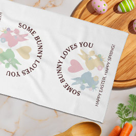 Färgfyllda pastellPåskhare med hjärta Kökshandduk