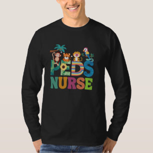 Färgfyllda Peds Nurse Cute Animals PEDS Oncology N T Shirt