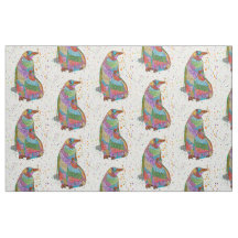 Färgfyllda Penguin- och Baby Chick Fabric