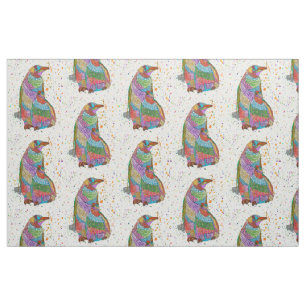 Färgfyllda Penguin- och Baby Chick Fabric Tyg