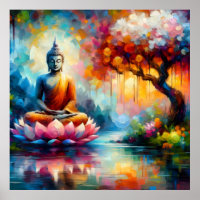 Färgfyllda penselstreck - buddha-målning