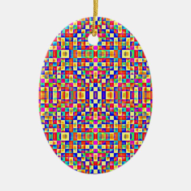 Färgfyllda pixlar julgransprydnad keramik (Framsidan)