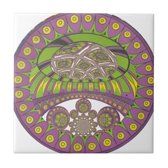 Färgfyllda plommon Gult snöre dekorativa etniska p Kakelplatta (Framsidan)