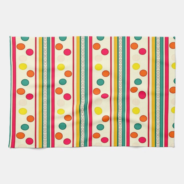 Färgfyllda pokadotcirklar för kökshandduk (Horisontell)