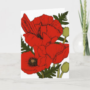 Färgfyllda poppies tomma kort